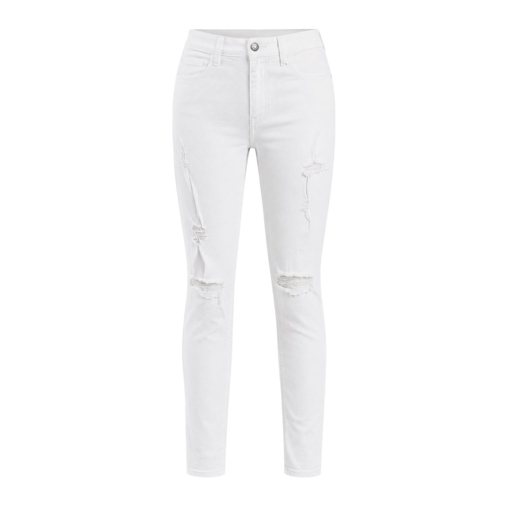 Hollister High Rise Super Skinny Jeans White Distressed‎ women 15R 32x30 preppy